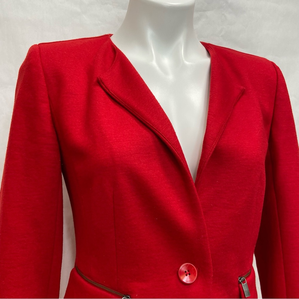 Classiques Entier Fitted One Button Red Blazer - image 8